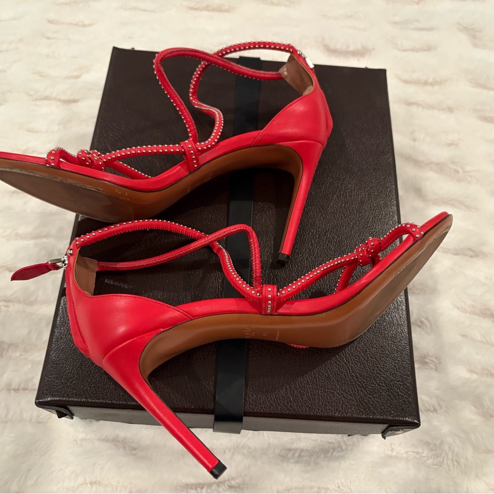 Alaïa Red Strappy Heels Size 40 - Picture 7 of 8